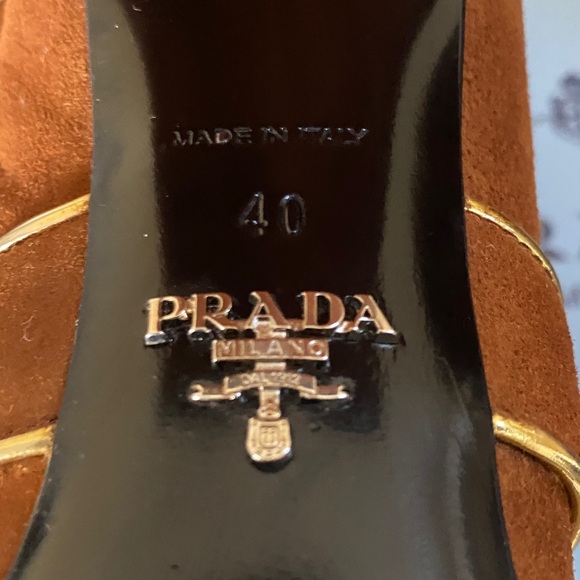 Prada Brown Suede Gold Hardware Booties New! - Picture 16 of 16